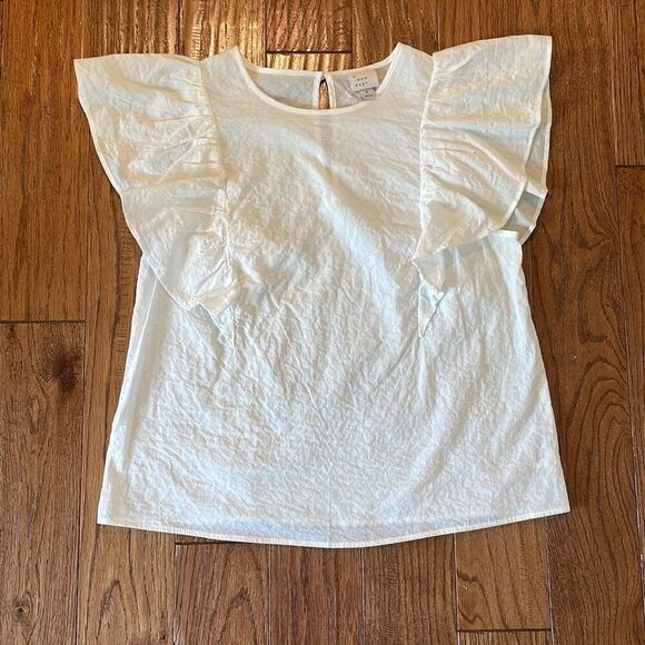 A New Day white ruffled sleeve popover top small - Picture 3 of 8